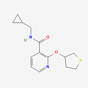 molecular formula C14H18N2O2S B2853729 N-(cyclopropylmethyl)-2-((tetrahydrothiophen-3-yl)oxy)nicotinamide CAS No. 1904421-41-5