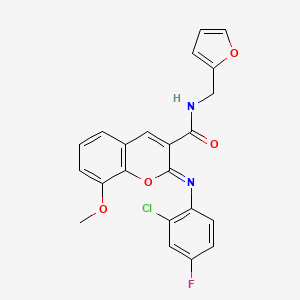 molecular formula C22H16ClFN2O4 B2853731 (2Z)-2-[(2-chloro-4-fluorophenyl)imino]-N-(furan-2-ylmethyl)-8-methoxy-2H-chromene-3-carboxamide CAS No. 1327168-97-7