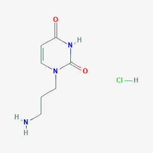 molecular formula C7H12ClN3O2 B2853735 1-(3-Aminopropyl)pyrimidine-2,4(1H,3H)-dione hydrochloride CAS No. 2137582-81-9