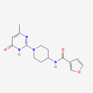 molecular formula C15H18N4O3 B2853748 N-(1-(4-methyl-6-oxo-1,6-dihydropyrimidin-2-yl)piperidin-4-yl)furan-3-carboxamide CAS No. 1903779-76-9