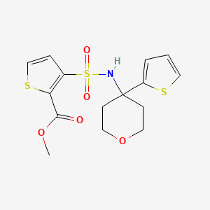 methyl 3-(N-(4-(thiophen-2-yl)tetrahydro-2H-pyran-4-yl)sulfamoyl)thiophene-2-carboxylate