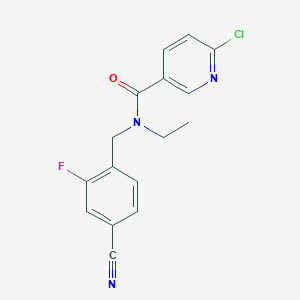 6-chloro-N-[(4-cyano-2-fluorophenyl)methyl]-N-ethylpyridine-3-carboxamide