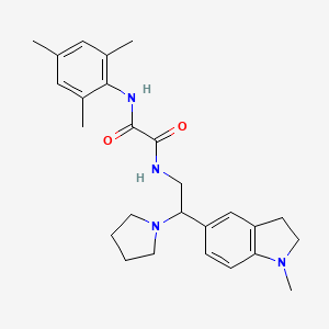 molecular formula C26H34N4O2 B2853784 N1-mesityl-N2-(2-(1-methylindolin-5-yl)-2-(pyrrolidin-1-yl)ethyl)oxalamide CAS No. 922067-20-7
