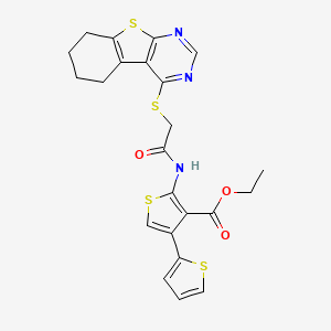 Ethyl 2-[[2-(5,6,7,8-tetrahydro-[1]benzothiolo[2,3-d]pyrimidin-4-ylsulfanyl)acetyl]amino]-4-thiophen-2-ylthiophene-3-carboxylate