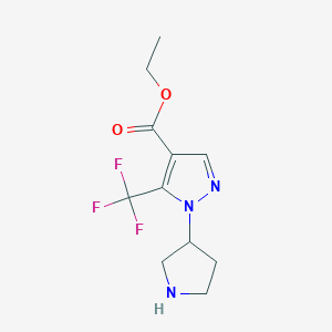 molecular formula C11H14F3N3O2 B2853794 Ethyl 1-pyrrolidin-3-yl-5-(trifluoromethyl)pyrazole-4-carboxylate CAS No. 2402828-48-0