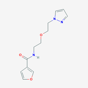 molecular formula C12H15N3O3 B2853796 N-(2-(2-(1H-pyrazol-1-yl)ethoxy)ethyl)furan-3-carboxamide CAS No. 2034224-82-1