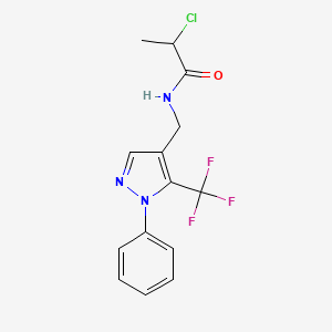 2-Chloro-N-[[1-phenyl-5-(trifluoromethyl)pyrazol-4-yl]methyl]propanamide