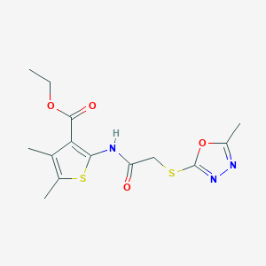 Ethyl 4,5-dimethyl-2-({[(5-methyl-1,3,4-oxadiazol-2-yl)sulfanyl]acetyl}amino)-3-thiophenecarboxylate