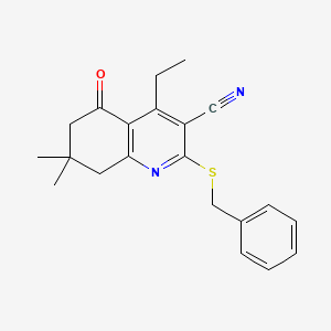 2-(Benzylsulfanyl)-4-ethyl-7,7-dimethyl-5-oxo-5,6,7,8-tetrahydroquinoline-3-carbonitrile