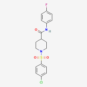 molecular formula C18H18ClFN2O3S B2853810 1-((4-chlorophenyl)sulfonyl)-N-(4-fluorophenyl)piperidine-4-carboxamide CAS No. 626206-07-3