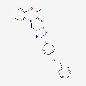 molecular formula C25H21N3O4 B2853813 4-((3-(4-(benzyloxy)phenyl)-1,2,4-oxadiazol-5-yl)methyl)-2-methyl-2H-benzo[b][1,4]oxazin-3(4H)-one CAS No. 1105209-36-6