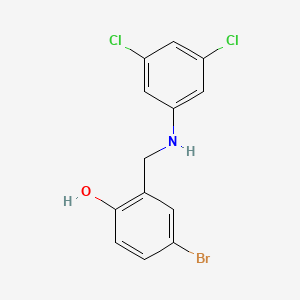 molecular formula C13H10BrCl2NO B2853815 4-Bromo-2-{[(3,5-dichlorophenyl)amino]methyl}phenol CAS No. 298215-62-0