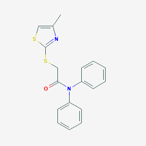 molecular formula C18H16N2OS2 B285382 2-[(4-methyl-1,3-thiazol-2-yl)sulfanyl]-N,N-diphenylacetamide 