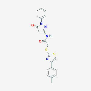 2-{[4-(4-methylphenyl)-1,3-thiazol-2-yl]sulfanyl}-N-(5-oxo-1-phenyl-4,5-dihydro-1H-pyrazol-3-yl)acetamide