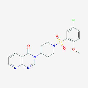 molecular formula C19H19ClN4O4S B2853831 3-(1-((5-chloro-2-methoxyphenyl)sulfonyl)piperidin-4-yl)pyrido[2,3-d]pyrimidin-4(3H)-one CAS No. 2034519-88-3