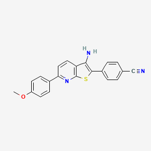 molecular formula C21H15N3OS B2853837 4-(3-Amino-6-(4-methoxyphenyl)thieno[2,3-b]pyridin-2-yl)benzonitrile CAS No. 923192-10-3