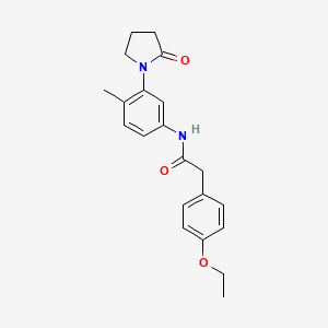 molecular formula C21H24N2O3 B2853842 2-(4-ethoxyphenyl)-N-(4-methyl-3-(2-oxopyrrolidin-1-yl)phenyl)acetamide CAS No. 941889-78-7