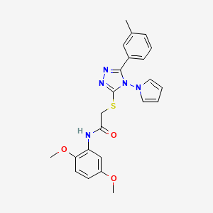 molecular formula C23H23N5O3S B2853843 N-(2,5-dimethoxyphenyl)-2-{[5-(3-methylphenyl)-4-(1H-pyrrol-1-yl)-4H-1,2,4-triazol-3-yl]sulfanyl}acetamide CAS No. 898371-90-9