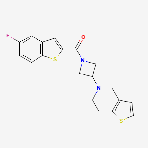 molecular formula C19H17FN2OS2 B2853847 (3-(6,7-dihydrothieno[3,2-c]pyridin-5(4H)-yl)azetidin-1-yl)(5-fluorobenzo[b]thiophen-2-yl)methanone CAS No. 2034521-54-3
