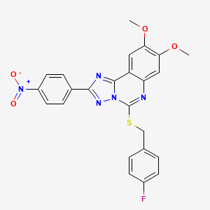 molecular formula C24H18FN5O4S B2853849 5-[(4-氟苄基)硫]-8,9-二甲氧基-2-(4-硝基苯基)[1,2,4]三唑并[1,5-c]喹唑啉 CAS No. 901756-24-9