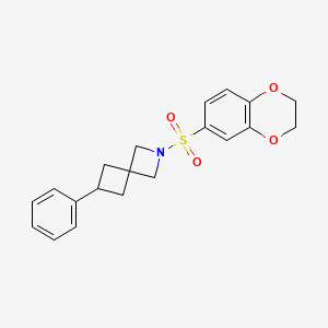 molecular formula C20H21NO4S B2853866 2-(2,3-Dihydro-1,4-benzodioxin-6-ylsulfonyl)-6-phenyl-2-azaspiro[3.3]heptane CAS No. 2379970-87-1