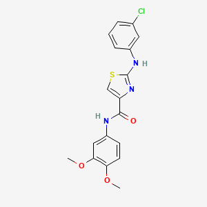 molecular formula C18H16ClN3O3S B2853868 2-((3-chlorophenyl)amino)-N-(3,4-dimethoxyphenyl)thiazole-4-carboxamide CAS No. 1202975-50-5