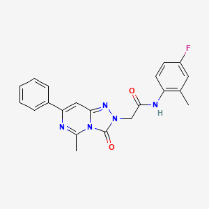 molecular formula C21H18FN5O2 B2853880 N-(4-fluoro-2-methylphenyl)-2-(5-methyl-3-oxo-7-phenyl[1,2,4]triazolo[4,3-c]pyrimidin-2(3H)-yl)acetamide CAS No. 1251557-66-0