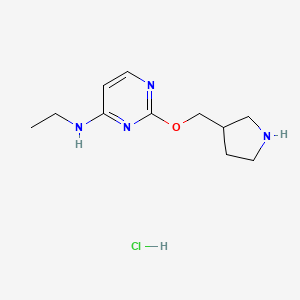 molecular formula C11H19ClN4O B2853892 N-Ethyl-2-(pyrrolidin-3-ylmethoxy)pyrimidin-4-amine hydrochloride CAS No. 1417793-83-9