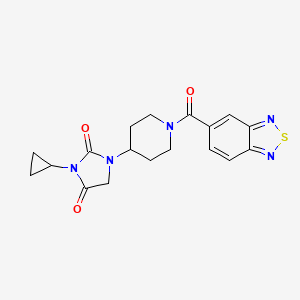 molecular formula C18H19N5O3S B2853895 1-[1-(2,1,3-Benzothiadiazole-5-carbonyl)piperidin-4-yl]-3-cyclopropylimidazolidine-2,4-dione CAS No. 2097894-12-5