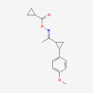 molecular formula C16H19NO3 B2853907 1-(2-{[(环丙基羰基)氧基]乙亚胺酰}环丙基)-4-甲氧基苯 CAS No. 341966-60-7