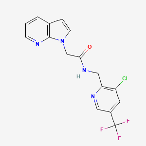 molecular formula C16H12ClF3N4O B2853910 N-{[3-chloro-5-(trifluoromethyl)pyridin-2-yl]methyl}-2-{1H-pyrrolo[2,3-b]pyridin-1-yl}acetamide CAS No. 2059513-08-3