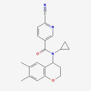 B2853915 6-Cyano-N-cyclopropyl-N-(6,7-dimethyl-3,4-dihydro-2H-chromen-4-yl)pyridine-3-carboxamide CAS No. 2223951-71-9