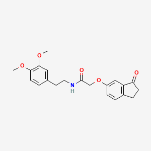 molecular formula C21H23NO5 B2853921 N-(3,4-dimethoxyphenethyl)-2-((3-oxo-2,3-dihydro-1H-inden-5-yl)oxy)acetamide CAS No. 1203301-94-3