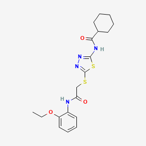 molecular formula C19H24N4O3S2 B2853922 N-[5-[2-(2-ethoxyanilino)-2-oxoethyl]sulfanyl-1,3,4-thiadiazol-2-yl]cyclohexanecarboxamide CAS No. 868972-83-2
