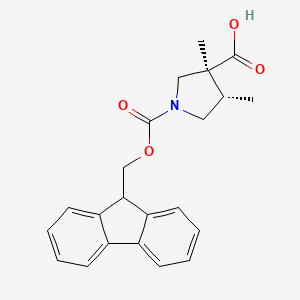 molecular formula C22H23NO4 B2853925 (3S,4S)-1-(9H-Fluoren-9-ylmethoxycarbonyl)-3,4-dimethylpyrrolidine-3-carboxylic acid CAS No. 1445908-55-3