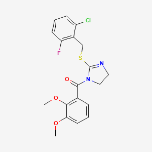 (2-((2-chloro-6-fluorobenzyl)thio)-4,5-dihydro-1H-imidazol-1-yl)(2,3-dimethoxyphenyl)methanone
