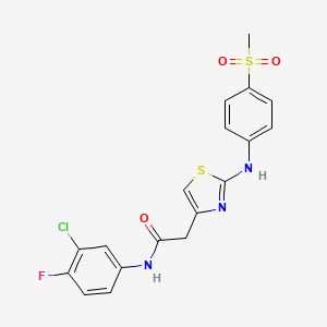 N-(3-chloro-4-fluorophenyl)-2-(2-((4-(methylsulfonyl)phenyl)amino)thiazol-4-yl)acetamide