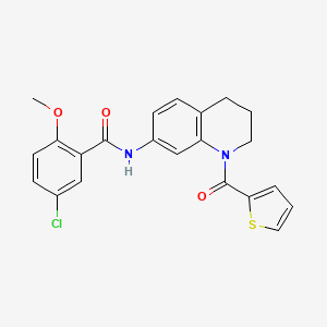 molecular formula C22H19ClN2O3S B2853961 5-chloro-2-methoxy-N-[1-(2-thienylcarbonyl)-1,2,3,4-tetrahydroquinolin-7-yl]benzamide CAS No. 1005301-01-8