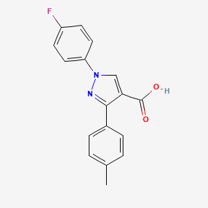 molecular formula C17H13FN2O2 B2853962 1-(4-fluorophenyl)-3-(4-methylphenyl)-1H-pyrazole-4-carboxylic acid CAS No. 956779-12-7