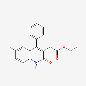 molecular formula C20H19NO3 B2853963 (6-Methyl-2-oxo-4-phenyl-1,2-dihydro-quinolin-3-yl)-acetic acid ethyl ester CAS No. 65418-22-6