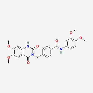 molecular formula C26H25N3O7 B2853976 4-((6,7-dimethoxy-2,4-dioxo-1,2-dihydroquinazolin-3(4H)-yl)methyl)-N-(3,4-dimethoxyphenyl)benzamide CAS No. 1189682-06-1