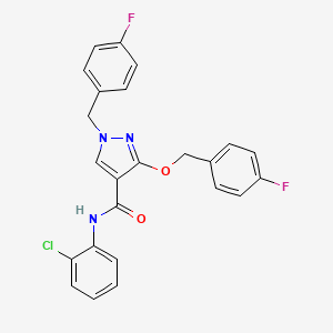 molecular formula C24H18ClF2N3O2 B2853978 N-(2-chlorophenyl)-1-(4-fluorobenzyl)-3-((4-fluorobenzyl)oxy)-1H-pyrazole-4-carboxamide CAS No. 1014090-75-5