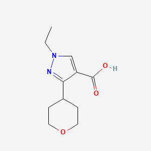 molecular formula C11H16N2O3 B2853985 1-ethyl-3-(oxan-4-yl)-1H-pyrazole-4-carboxylic acid CAS No. 1889195-30-5