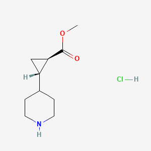 molecular formula C10H18ClNO2 B2853987 Methyl (1R,2S)-2-piperidin-4-ylcyclopropane-1-carboxylate;hydrochloride CAS No. 2219380-20-6