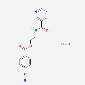 molecular formula C16H14ClN3O3 B2853988 2-(Nicotinamido)ethyl 4-cyanobenzoate hydrochloride CAS No. 1179501-24-6