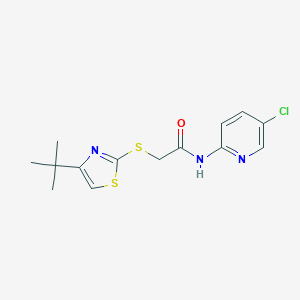 molecular formula C14H16ClN3OS2 B285399 2-[(4-tert-butyl-1,3-thiazol-2-yl)sulfanyl]-N-(5-chloro-2-pyridinyl)acetamide 