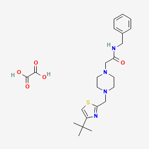 molecular formula C23H32N4O5S B2853993 N-benzyl-2-(4-((4-(tert-butyl)thiazol-2-yl)methyl)piperazin-1-yl)acetamide oxalate CAS No. 1351633-56-1