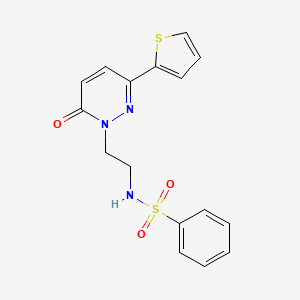 molecular formula C16H15N3O3S2 B2853996 N-(2-(6-oxo-3-(thiophen-2-yl)pyridazin-1(6H)-yl)ethyl)benzenesulfonamide CAS No. 946239-71-0
