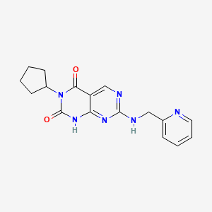 molecular formula C17H18N6O2 B2854006 3-cyclopentyl-7-[(pyridin-2-ylmethyl)amino]pyrimido[4,5-d]pyrimidine-2,4(1H,3H)-dione CAS No. 1396857-75-2