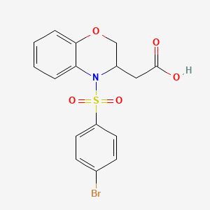 molecular formula C16H14BrNO5S B2854007 2-{4-[(4-bromophenyl)sulfonyl]-3,4-dihydro-2H-1,4-benzoxazin-3-yl}acetic acid CAS No. 865657-67-6